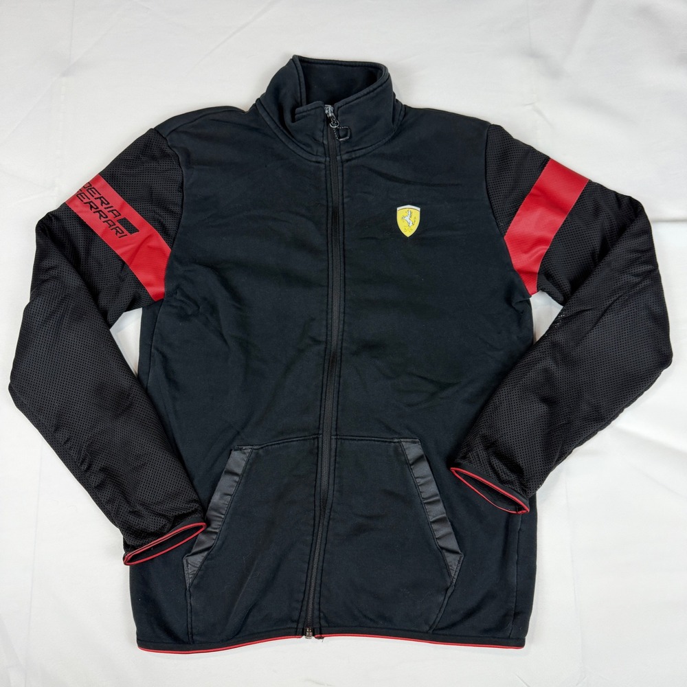 Puma Scuderia Ferrari Mens Full Zip Track Jacket Black Red 761831 Small